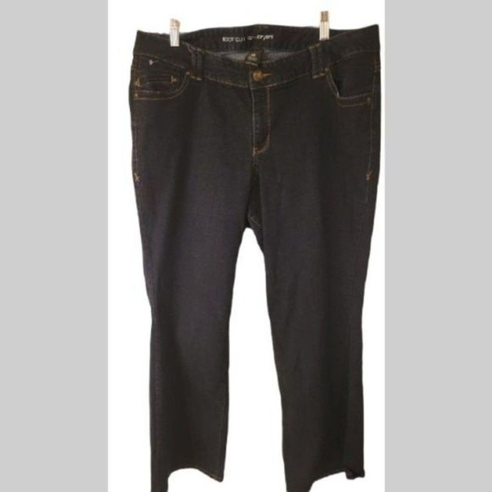 LANE Bryant Womens Bootcut Dark Rinse Denim Blue Jeans- Plus Size 16